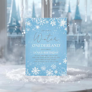 Winter ONEderland First Birthday Blue Invitation