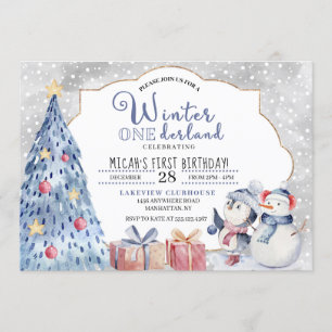 Winter Onederland First Birthday Christmas Invitation