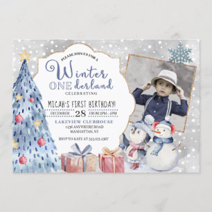 Winter Onederland First Birthday Christmas Invitation