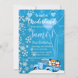 Winter Onederland first Birthday Invitation
