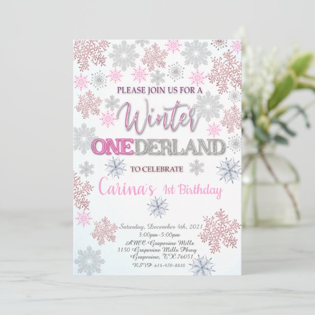 Winter Onederland First Birthday Invitation (Standing Front)