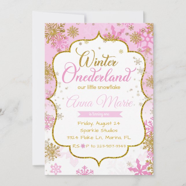 Winter Onederland First Birthday Invitation (Front)