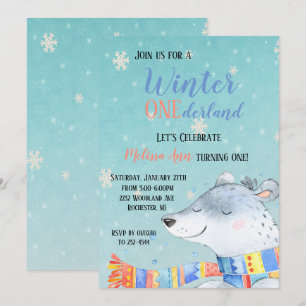 Winter Onederland First Birthday Invitation
