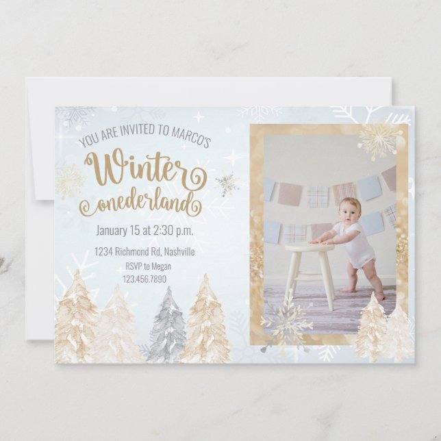 Winter Onederland First Birthday Party Snowflake Invitation (Front)