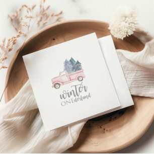 Winter Onederland First Birthday pink truck Napkin