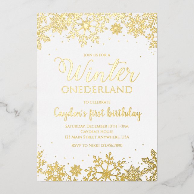 Winter Onederland First Birthday Silver Snowflakes (Front)