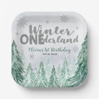 Winter Onederland First Birthday Snowflakes Forest
