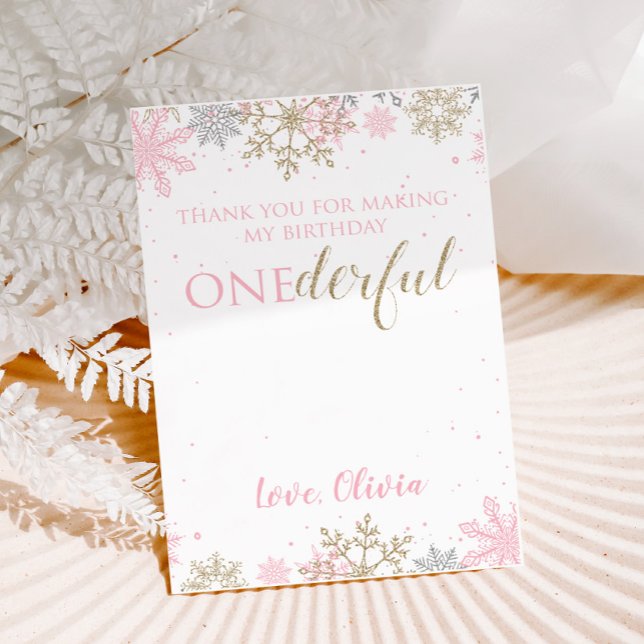 Winter ONEderland first birthday thank you card (Creator Uploaded)
