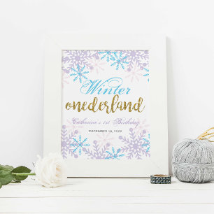 Winter Onederland First Birthday Welcome sign Snow