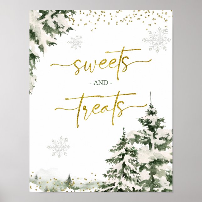 Winter Onederland Forest Birthday Sweets Treats Poster (Front)
