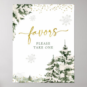 Winter Onederland Forest First Birthday Favours Poster