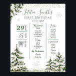 Winter Onederland Forest First Birthday Milestone Poster<br><div class="desc">Winter Onederland Forest First Birthday Milestone</div>