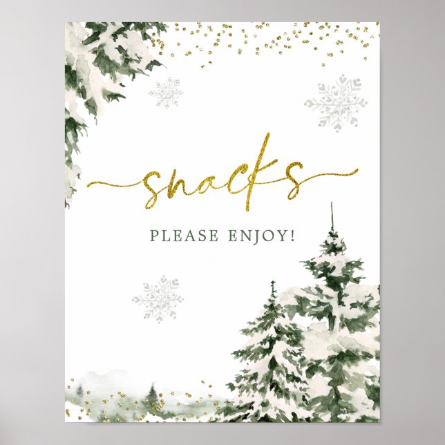 Winter Onederland Forest First Birthday Snacks Poster (Front)