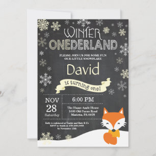 Winter Onederland Fox 1st Birthday Invitation