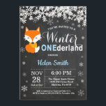 Winter Onederland Fox Boy 1st Birthday Invitation<br><div class="desc">Winter Onederland Fox Boy 1st Birthday Invitation. White Snowflake. Boy Birthday Party Invitation. Winter Holiday Bday. Chalkboard Background. Black and White. For further customisation,  please click the "Customise it" button and use our design tool to modify this template.</div>