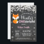 Winter Onederland Fox Girl 1st Birthday Invitation<br><div class="desc">Winter Onederland Fox Girl 1st Birthday Invitation. White Snowflake. Girl Birthday Party Invitation. Winter Holiday Bday. Chalkboard Background. Black and White. For further customisation,  please click the "Customise it" button and use our design tool to modify this template.</div>