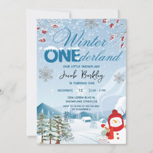 Winter ONEderland gender neutral 1st Birthday Invitation