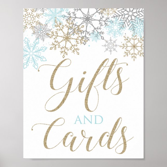 Winter Onederland Gifts and Cards Sign Blue (Front)