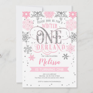 Winter onederland, Girl1st birthday Invitation