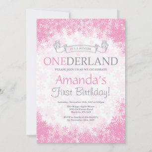 Winter Onederland Girl 1st Birthday Invitation