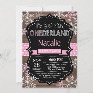Winter Onederland Girl 1st Birthday Invitation