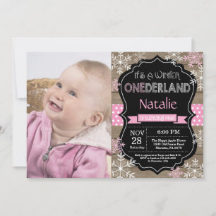 Winter Onederland Girl 1st Birthday Invitation