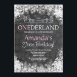 Winter Onederland Girl 1st Birthday Invitation<br><div class="desc">Winter Onederland Girl 1st Birthday Invitation. White Snowflake. First Birthday. Girl 1st Bday Invite. Chalkboard Background. Black and White. For further customisation,  please click the "Customise it" button and use our design tool to modify this template.</div>