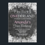 Winter Onederland Girl 1st Birthday Invitation<br><div class="desc">Winter Onederland Girl 1st Birthday Invitation. White Snowflake. First Birthday. Girl 1st Bday Invite. Chalkboard Background. Black and White. For further customisation,  please click the "Customise it" button and use our design tool to modify this template.</div>