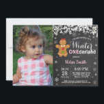Winter Onederland Girl 1st Birthday Invitation<br><div class="desc">Winter Onederland Girl 1st Birthday Invitation with custom photo. White Snowflake. Girl Birthday Party Invitation. Winter Holiday Bday. Chalkboard Background. Black and White. For further customisation,  please click the "Customise it" button and use our design tool to modify this template.</div>