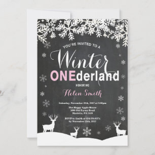 Winter Onederland Girl 1st Birthday Invitation
