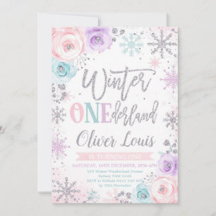 Winter ONEderland Girl 1st Birthday Invitation