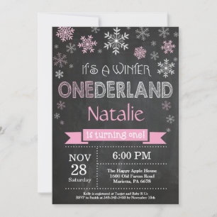 Winter Onederland Girl 1st Birthday Invitation