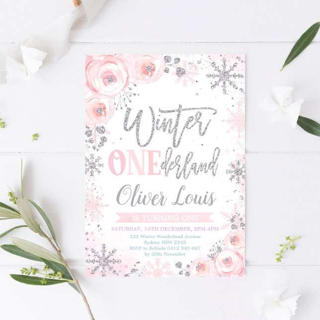 Winter ONEderland Girl 1st Birthday Invitation (Creator Uploaded)