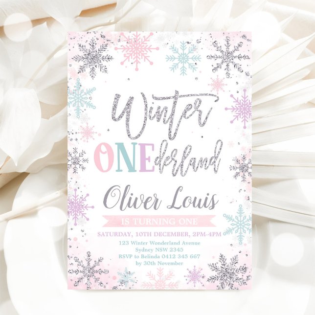 Winter ONEderland Girl 1st Birthday Invitation (Creator Uploaded)
