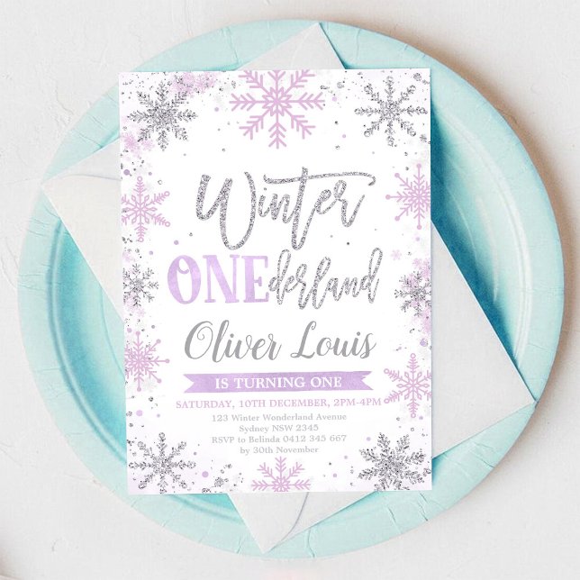 Winter ONEderland Girl 1st Birthday Invitation (Creator Uploaded)