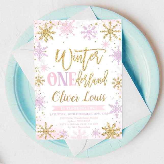 Winter ONEderland Girl 1st Birthday Invitation (Creator Uploaded)