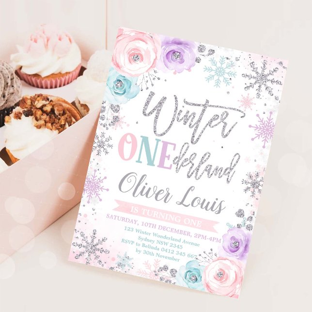 Winter ONEderland Girl 1st Birthday Invitation (Creator Uploaded)