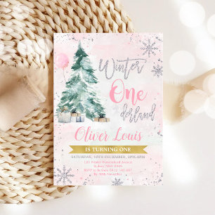 Winter ONEderland Girl 1st Birthday Invitation