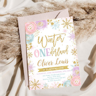 Winter ONEderland Girl 1st Birthday Invitation