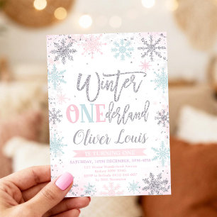Winter ONEderland Girl 1st Birthday Invitation