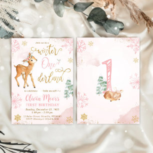 Winter ONEderland Girl 1st Birthday Invitation