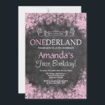 Winter Onederland Girl 1st Birthday Invitation<br><div class="desc">Winter Onederland Girl 1st Birthday Invitation. White and Pink Snowflake. First Birthday. Girl 1st Bday Invite. Chalkboard Background. Black and White. For further customisation,  please click the "Customise it" button and use our design tool to modify this template.</div>