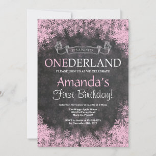 Winter Onederland Girl 1st Birthday Invitation