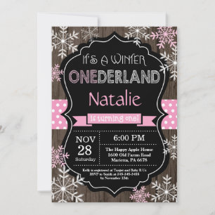 Winter Onederland Girl 1st Birthday Invitation