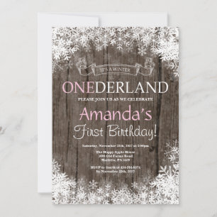 Winter Onederland Girl 1st Birthday Invitation