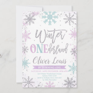 Winter ONEderland Girl 1st Birthday Invitation