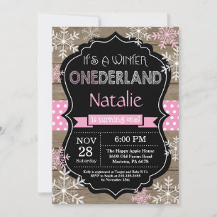 Winter Onederland Girl 1st Birthday Invitation
