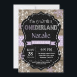 Winter Onederland Girl 1st Birthday Invitation<br><div class="desc">Winter Onederland Girl 1st Birthday Invitation. Purple Lilac Lavender and White Snowflake. First Birthday. Girl 1st Bday Invite. Rustic Wood Chalkboard Background. Black and White. Purple polka dot Ribbon. For further customisation,  please click the "Customise it" button and use our design tool to modify this template.</div>