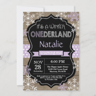 Winter Onederland Girl 1st Birthday Invitation