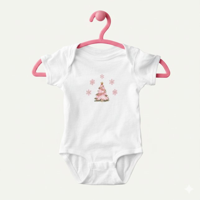 Winter Onederland Girl 1st Birthday Pink Snowflake Baby Bodysuit (Creator Uploaded)